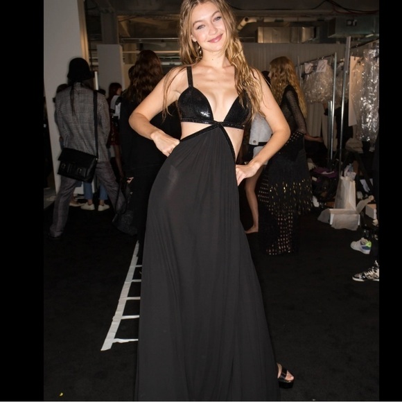 Michael Kors Collection Sequin Bikini Top Cut-out Jersey Maxi Dress Gown black - Picture 11 of 14